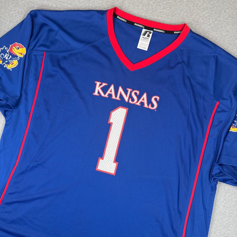Kansas Jayhawks Russell Athletic Jersey Mens 2XL Blue Red NCAA #1